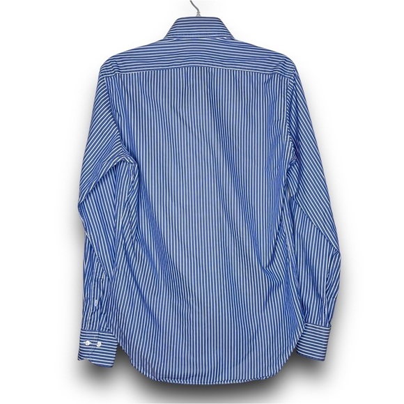 ZARA MAN Blue Striped Long Sleeved Button Front Tailored Fit Dress Shirt 14 Neck - Picture 2 of 5